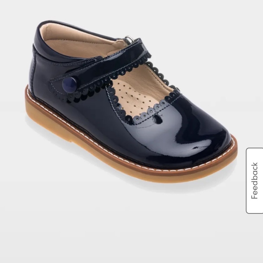 Navy Blue Patent Leather Dress Shoes with Scalloped Trim